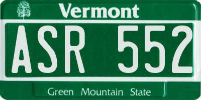 VT license plate ASR552