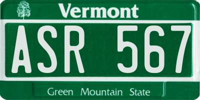 VT license plate ASR567