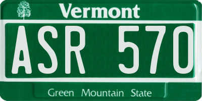VT license plate ASR570