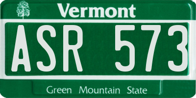 VT license plate ASR573