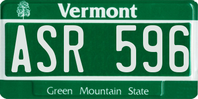 VT license plate ASR596