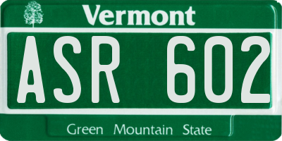 VT license plate ASR602