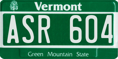 VT license plate ASR604