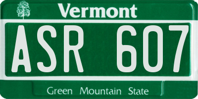 VT license plate ASR607