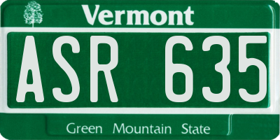 VT license plate ASR635