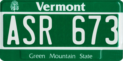 VT license plate ASR673
