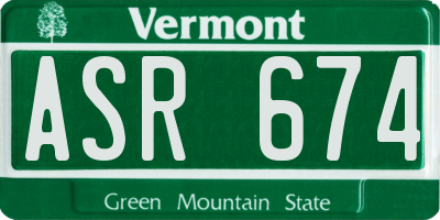 VT license plate ASR674