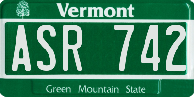 VT license plate ASR742