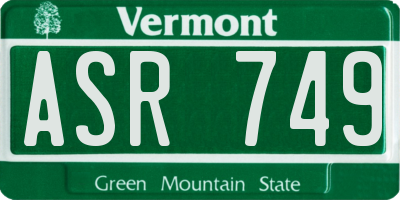 VT license plate ASR749