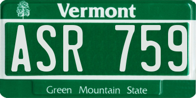 VT license plate ASR759