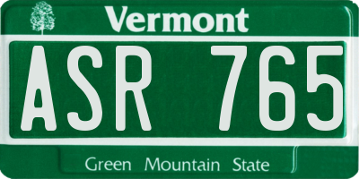 VT license plate ASR765