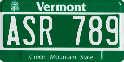 VT license plate ASR789