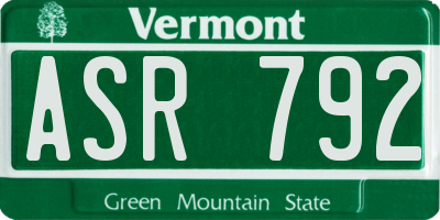 VT license plate ASR792