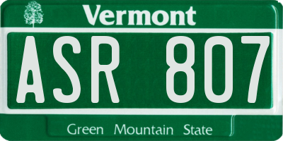 VT license plate ASR807
