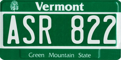 VT license plate ASR822
