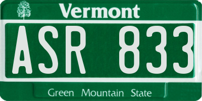 VT license plate ASR833