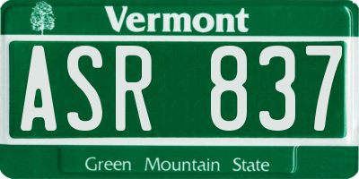 VT license plate ASR837
