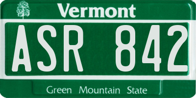 VT license plate ASR842