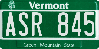 VT license plate ASR845