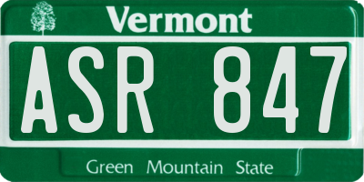 VT license plate ASR847