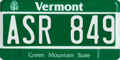 VT license plate ASR849
