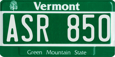 VT license plate ASR850