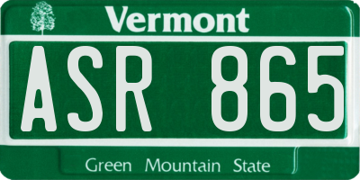 VT license plate ASR865