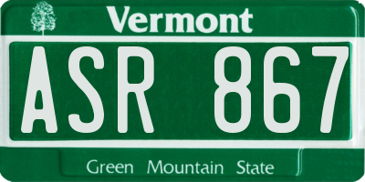 VT license plate ASR867