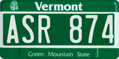 VT license plate ASR874