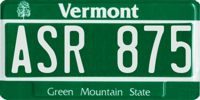 VT license plate ASR875