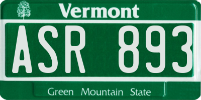 VT license plate ASR893