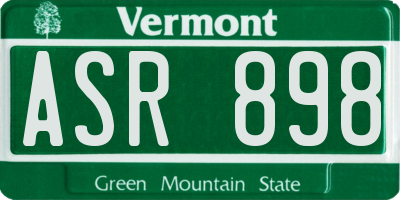 VT license plate ASR898