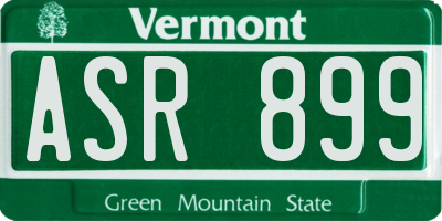 VT license plate ASR899