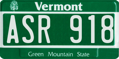 VT license plate ASR918