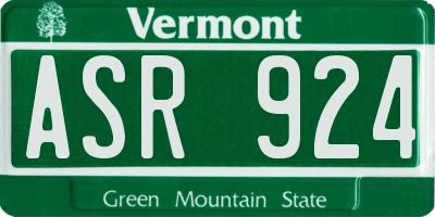 VT license plate ASR924