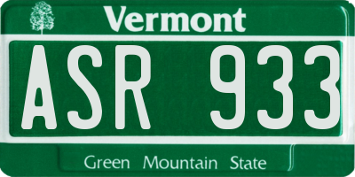 VT license plate ASR933
