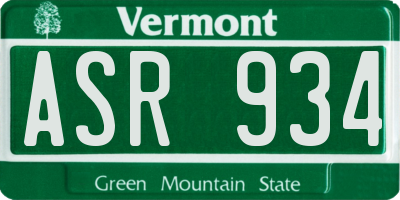 VT license plate ASR934