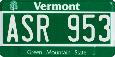 VT license plate ASR953