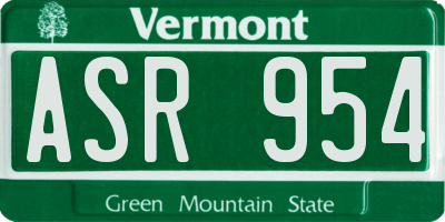 VT license plate ASR954