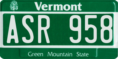 VT license plate ASR958