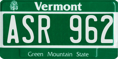 VT license plate ASR962