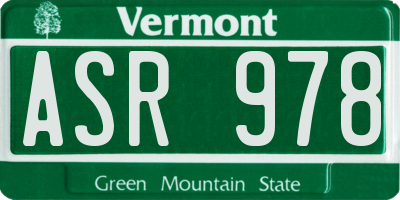 VT license plate ASR978