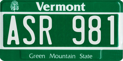 VT license plate ASR981