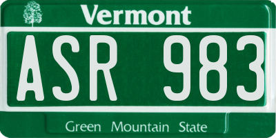 VT license plate ASR983