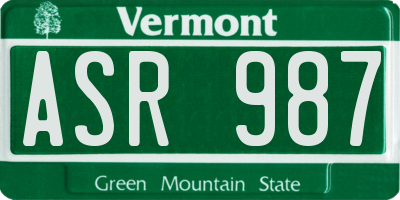 VT license plate ASR987