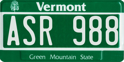 VT license plate ASR988
