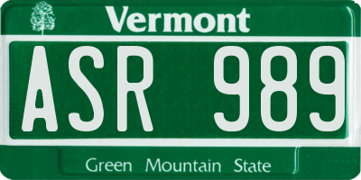VT license plate ASR989