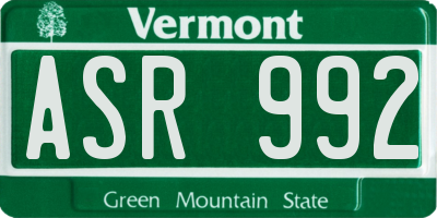 VT license plate ASR992