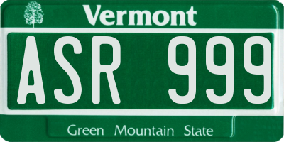 VT license plate ASR999