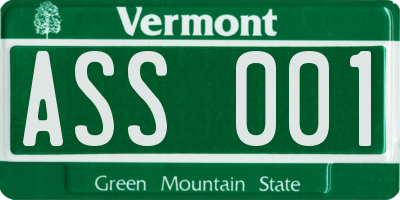 VT license plate ASS001